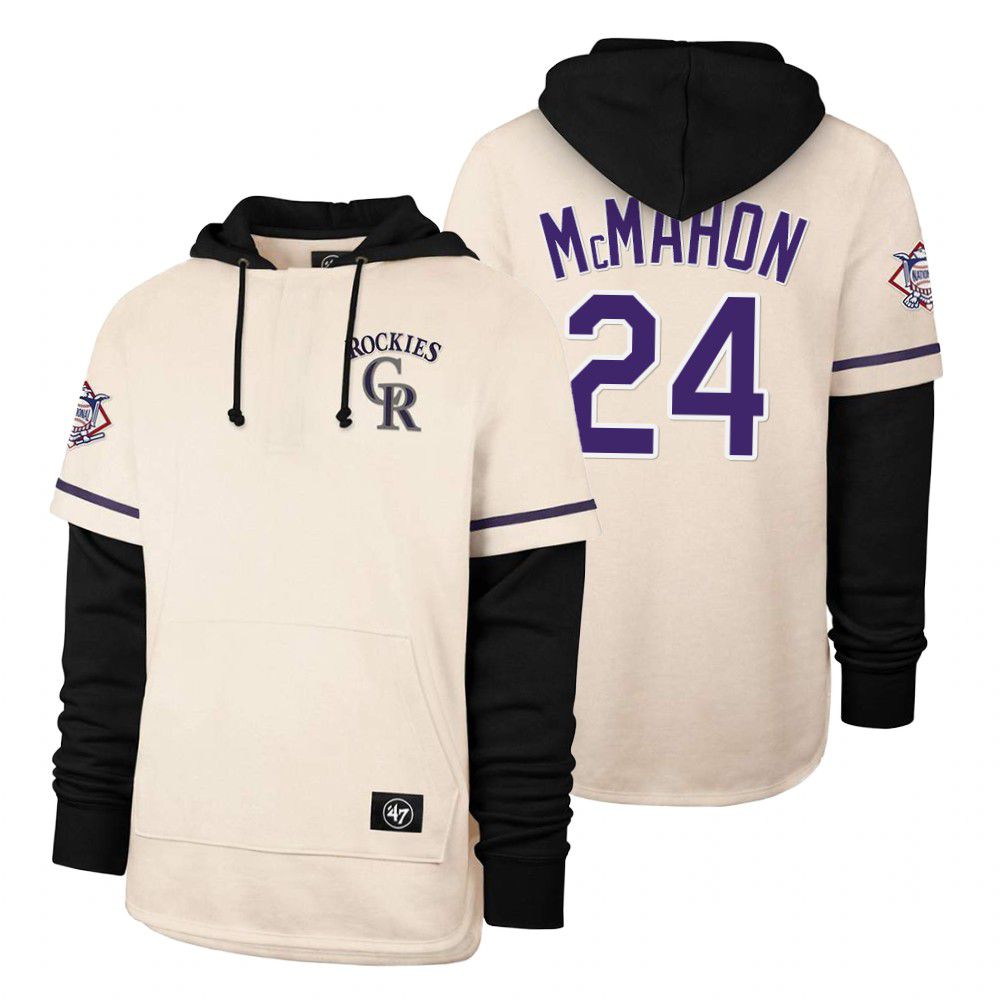 Men Colorado Rockies #24 Mcmahon Cream 2021 Pullover Hoodie MLB Jersey->colorado rockies->MLB Jersey